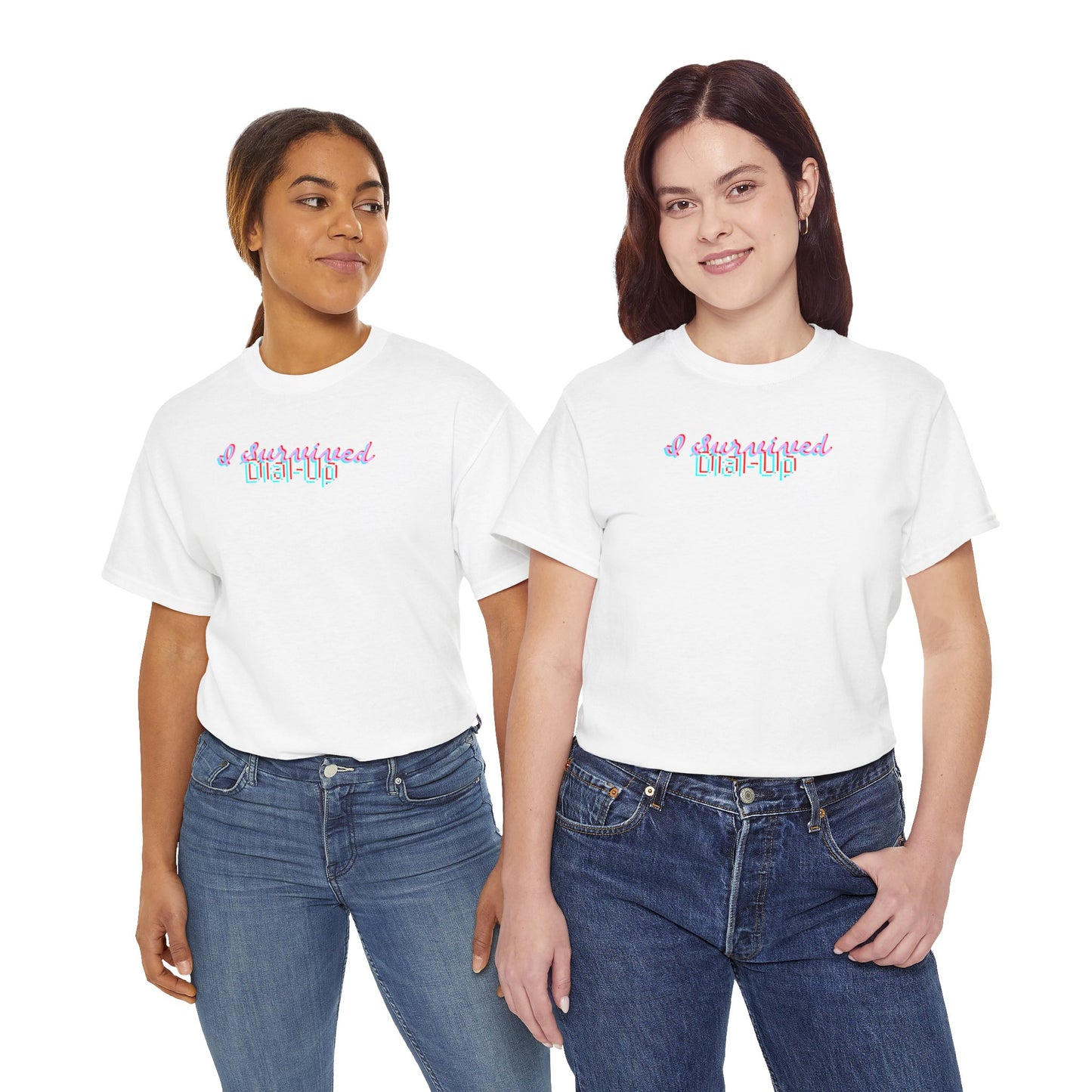 I Survived Dial Up 90s Unisex Heavy Cotton Tee