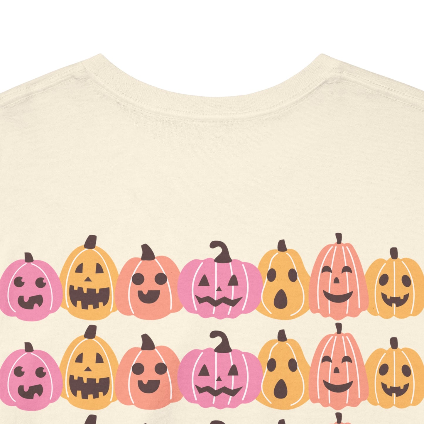 Colourful Pumpkin Patch Unisex Heavy Cotton Tee  Vibrant Halloween Back Print